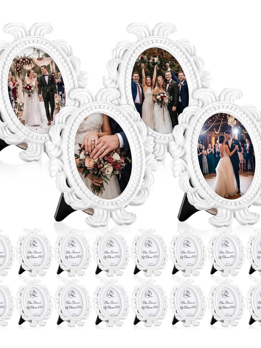 White Oval Photo Frame Set
